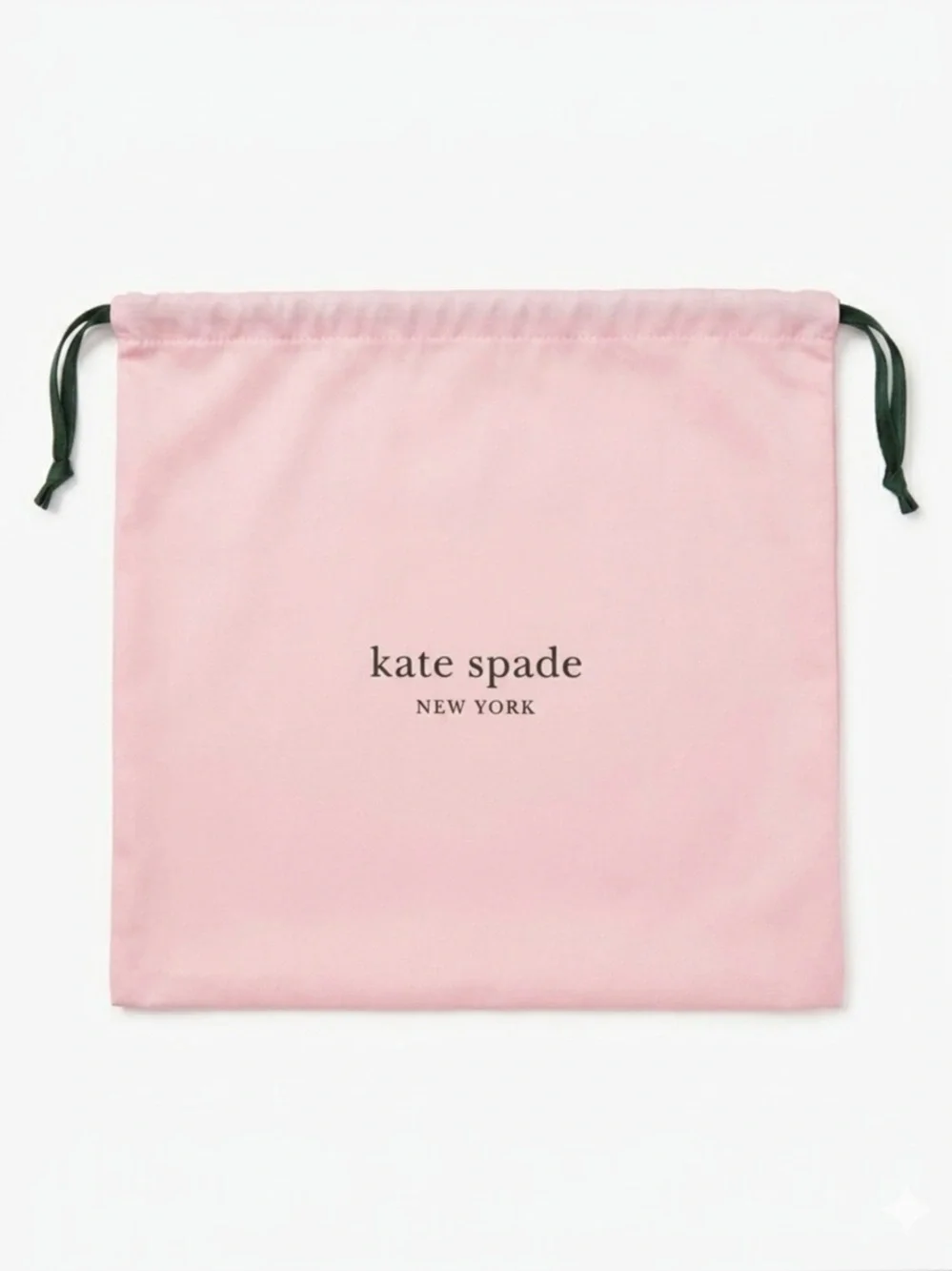 Kate Spade New York Soft Pink Drawstring Dustbag Pouch with Dark Green Ties